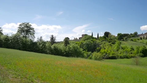 Landscape of Tuscany: Fields, meadows and Vineyards on sunny day. 動画素材 76067437