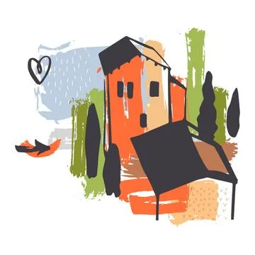 Landscape of Tuscany. Vector llustration. Stock Illustration