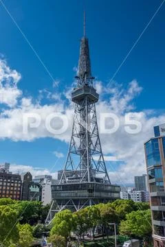 Landscape of TV tower in Nagoya city, Japan Stock Photos