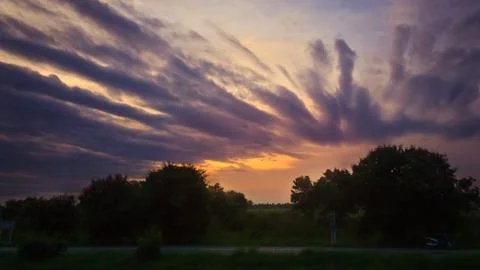 Landscape with twilight sky Stock Photos