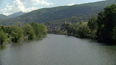 Landscape of a typical town river Stock Footage 76761666