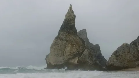 Landscape Ursa Beach - Sintra, Portugal Stock Footage