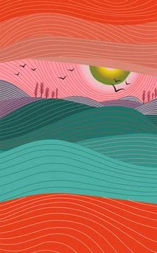 Landscape vector abstract background. Minimalistic style. Flat concept. Mount Stock Illustration