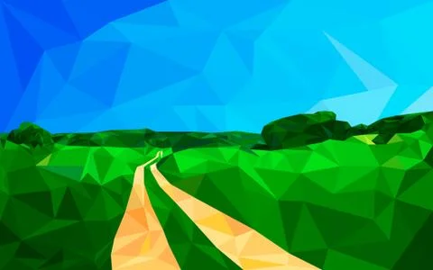 Landscape Vector Low Poly Illustration Stock Illustration