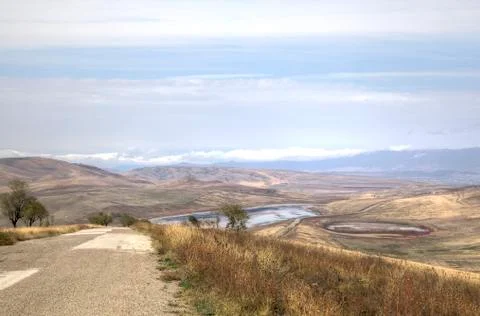 Landscape in the vicinity of the monastery of David-Gareja. Georgia. Stock Photos