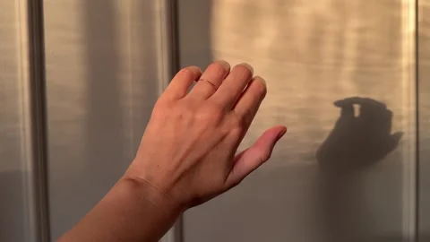 Landscape video of a hand wearing a thin gold ring in warm golden hour sunlight 스톡 동영상 314621781