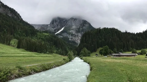 Landscape video of river in Alpine Reichenbachtal valley Stock Footage 111745516