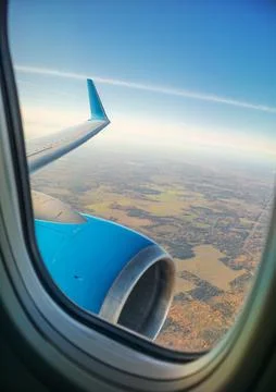 Landscape view from an airplane window Stock Photos