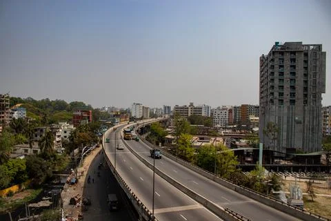 Landscape view of Akhtaruzzaman Flyover (Muradpur Flyover) in Chittagong city Stock Photos