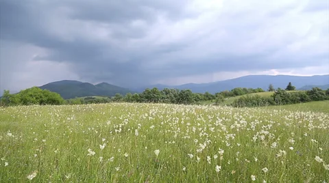 Landscape View and fast moving clouds Stock Footage 39377814