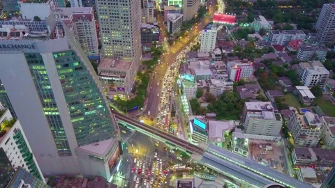 Landscape view in Asoke junction at night in Wattana, Bangkok, Thailand Stock Footage 78250440
