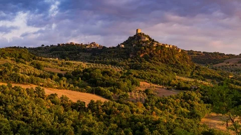 Landscape view from Bagno Vignoni, Siena, Tuscany, time-lapse 스톡 동영상 80598139