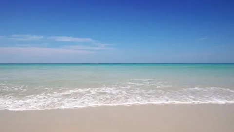 Landscape view of beach sea in summer. Beach sand space area.Phuket, Thailand.  Stock Footage 153380424