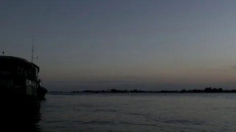 Landscape view of blue hour sunset on the river Stock Footage 121652597