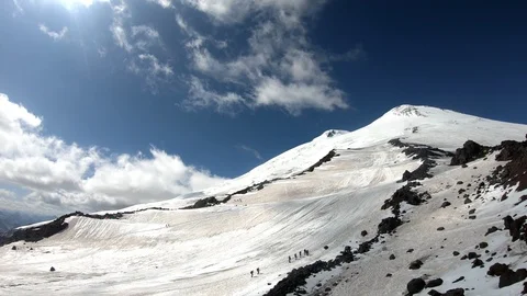 Landscape view of both peaks (west and east) of Mount Elbrus. Stock Footage 121813006