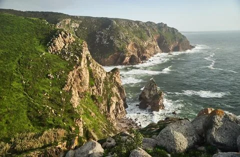 Landscape view of Cabo da Roca in Portugal. Westernmost part of Europe Stock Photos