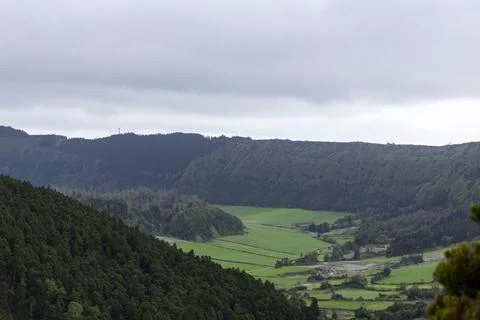 Landscape view of Caldeira Seca in Sete Cidades, Sao Miguel, Azores Stock Photos