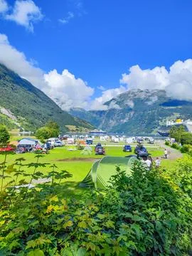 Landscape view to the camp Stock Photos