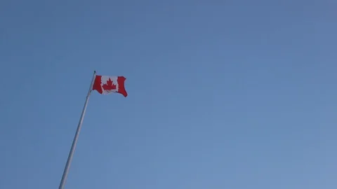 Landscape view of canada flag in the park at Vancouver,Canada in sundown time Stock Footage 119316185