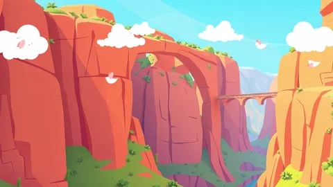 Landscape View : canyon building view in pastel colored style Stock Footage 304254964