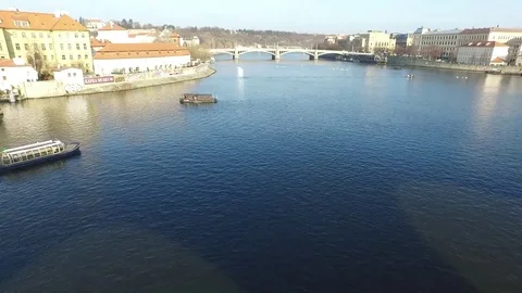 Landscape View from Charles Bridge in Prague 2 Stock Footage 73032207