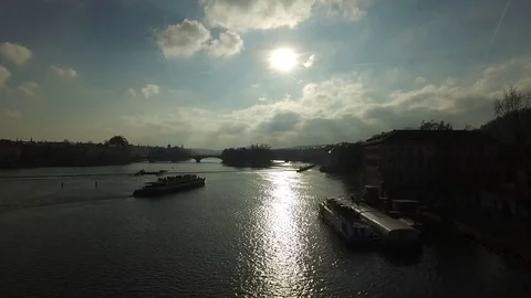 Landscape View from Charles Bridge in Prague 3 Stock Footage 73032211