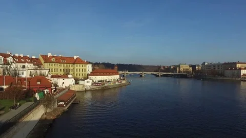Landscape View from Charles Bridge in Prague 4 Stock Footage 73032216
