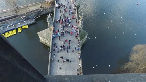 Landscape View from Charles Bridge in Prague 6 Stock Footage 73032225