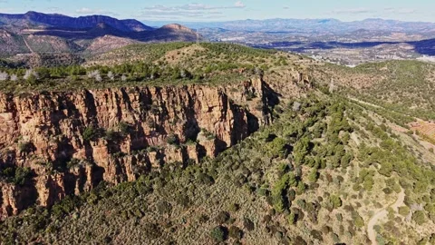 Landscape view of cliffs and hills in Spain with clear sky Stock Footage 327646424