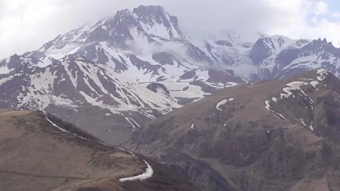 Landscape view of a deep mountain gorge near Gudauri, Georgia Stock Footage 340963768