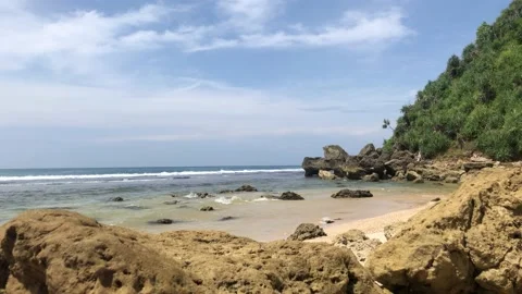 Landscape view of empty beach. 4K UHD. Video Clip Stock Footage 239509134