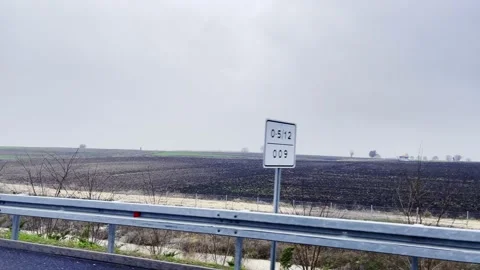 Landscape View Fields inside a Car Trip Stock Footage 204737587