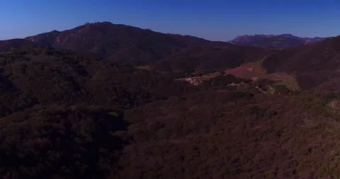 Landscape view of forest mountains at sunset Stock Footage 136340987