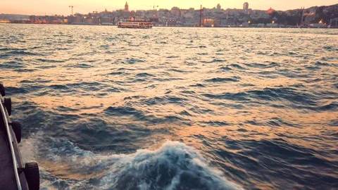 Landscape view of Galate Tower and Bosphorus Stock Footage 110980506