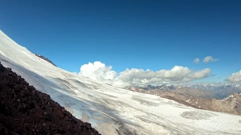 Landscape view of glacier below Mount Elbrus. Stock Footage 121812532