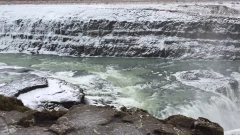 Landscape view of Gullfoss waterfall, Iceland Video stock 327947000