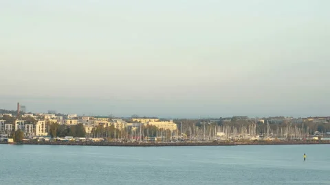 Landscape view of the harbor port area in the city in Helsinki Finland Stock Footage 162270819