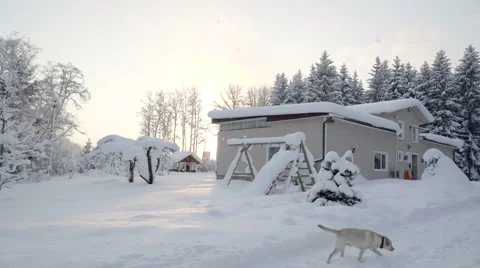 Landscape view of the houses with snow Stock Footage 59642058