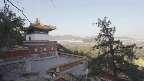 Landscape view inside Beijing Summer Palace with creative art of Chinese la.. Видео 335582073