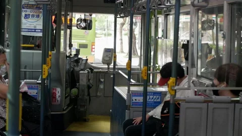 Landscape view inside the public bus of Taipei metropolis public transporta.. 스톡 동영상 255688411