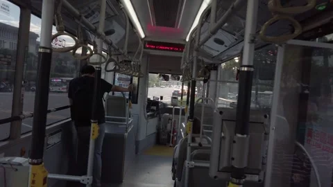 Landscape view inside the public bus of Taipei metropolis public transporta.. Stock Footage 311055795