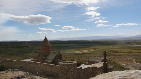 Landscape view of Khor Virap Monastery in Armenia Stock Footage 82229510