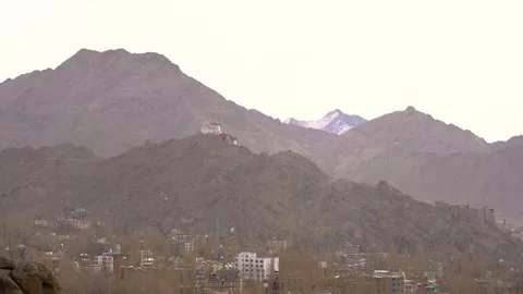 Landscape view of Leh, Leh city is located in the India Vídeos de archivo 145963965