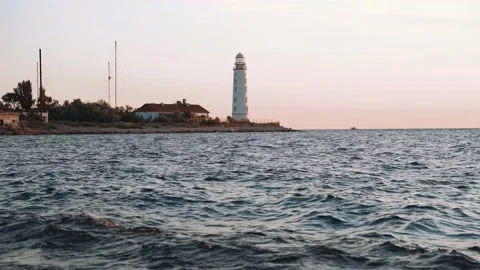 Landscape with a view of the lighthouse in the Crimea Stock Footage 162247378