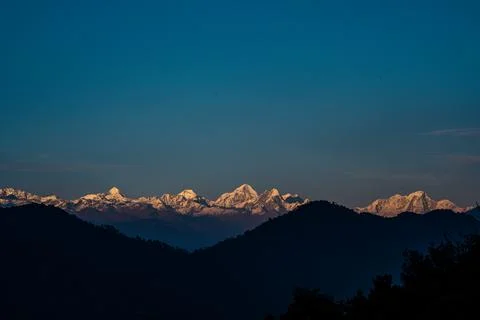 Landscape view of Mountain range from Kathmandu Stock Photos