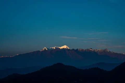 Landscape view of Mountain range from Kathmandu Stock Photos