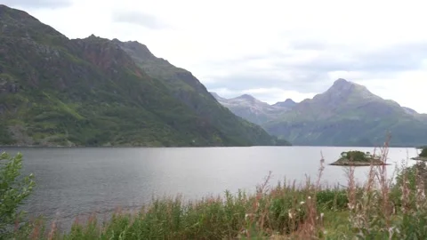 Landscape view of the mountains and the fiords of norway Stock Footage 209808767