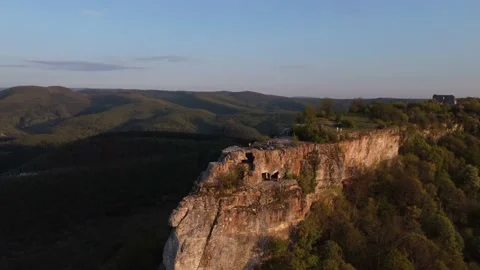 Landscape view of the mountains at sunset, shooting from a bird's eye view Stock Footage 159670519