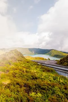 Landscape view over Lagoa do Fogo São Miguel Island Azores Stock Photos