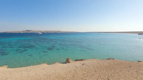 Landscape view over remote tropical rocky island Stock Footage 252139940